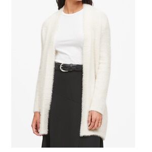Banana Republic Ivory White Fuzzy Long Cardigan Sweater Sz XS